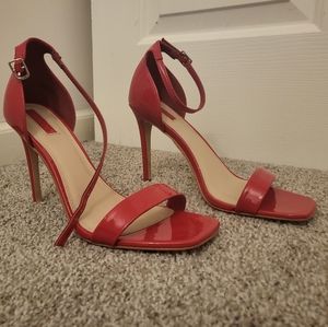 Red strap heels